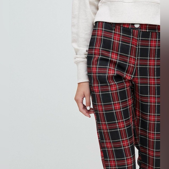 Asos Pimkie tartan print plaid trousers M - Picture 4 of 9